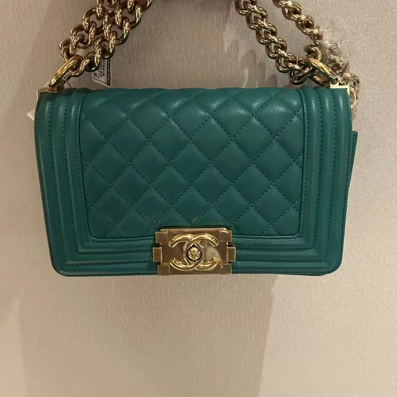 Pre-owned CHANEL Green Lambskin Leboy Crossbody Bag