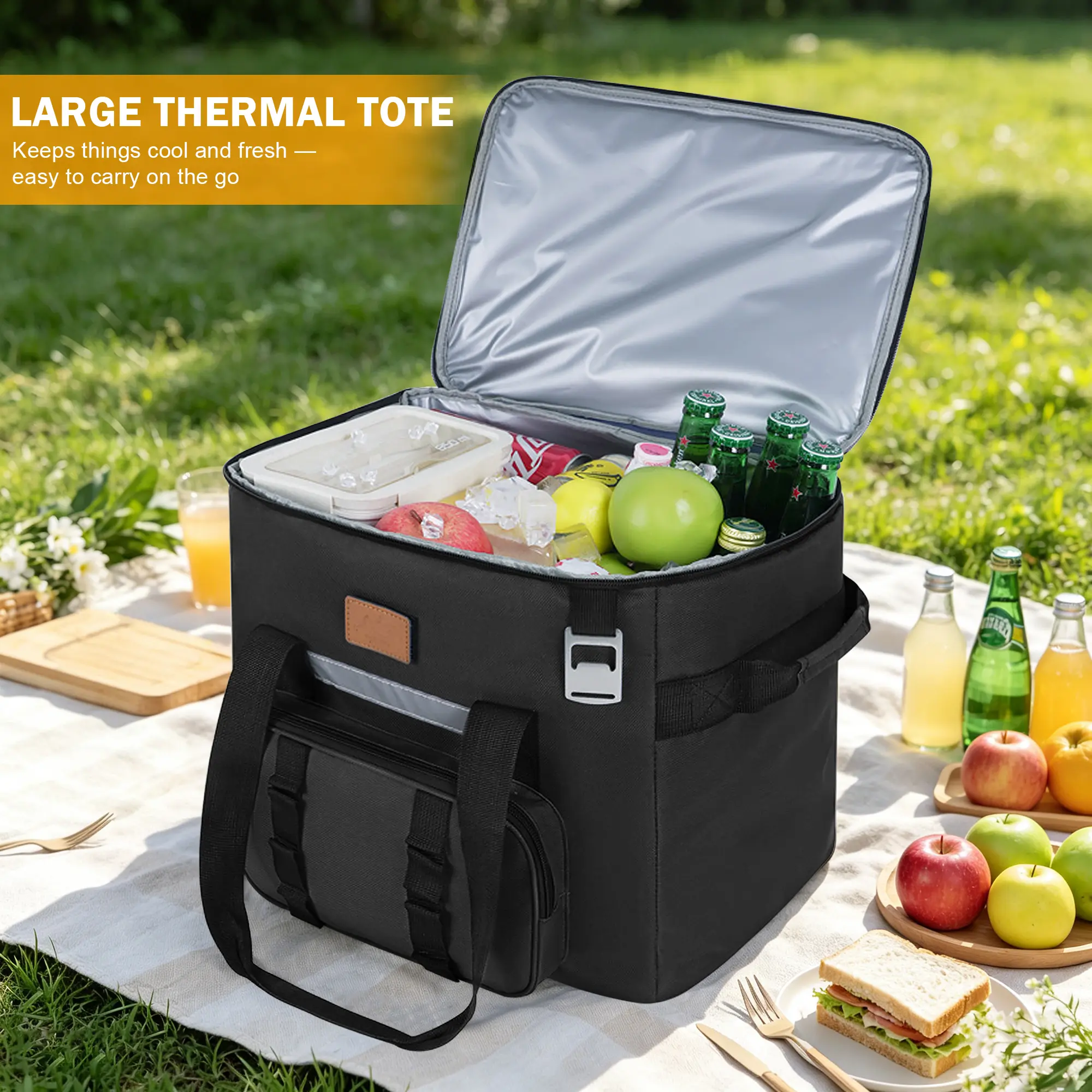 25L Foldable Soft Cooler Bag with Leakproof Seal - Ice Chest, Large Capacity Camping Cooler for Kayaking Gear, Road Trips