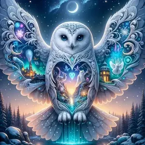 Owl Pattern DIY Diamond Arts Colorful Painting Kit without Frame, DIY 5D Diamond Arts Colorful Painting Kit, Wall Art Decor for Home Bedroom, Diamond Painting Kits, Handicraft
