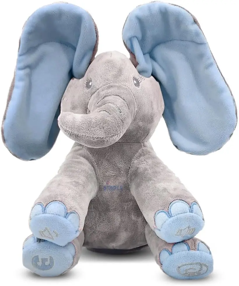 Peek A Boo Elephant Toy Interactive Singing Stuffed Plush with Moving Ears Musical Animal for Babies Toddlers Adorable Baby Toy Fun Educational