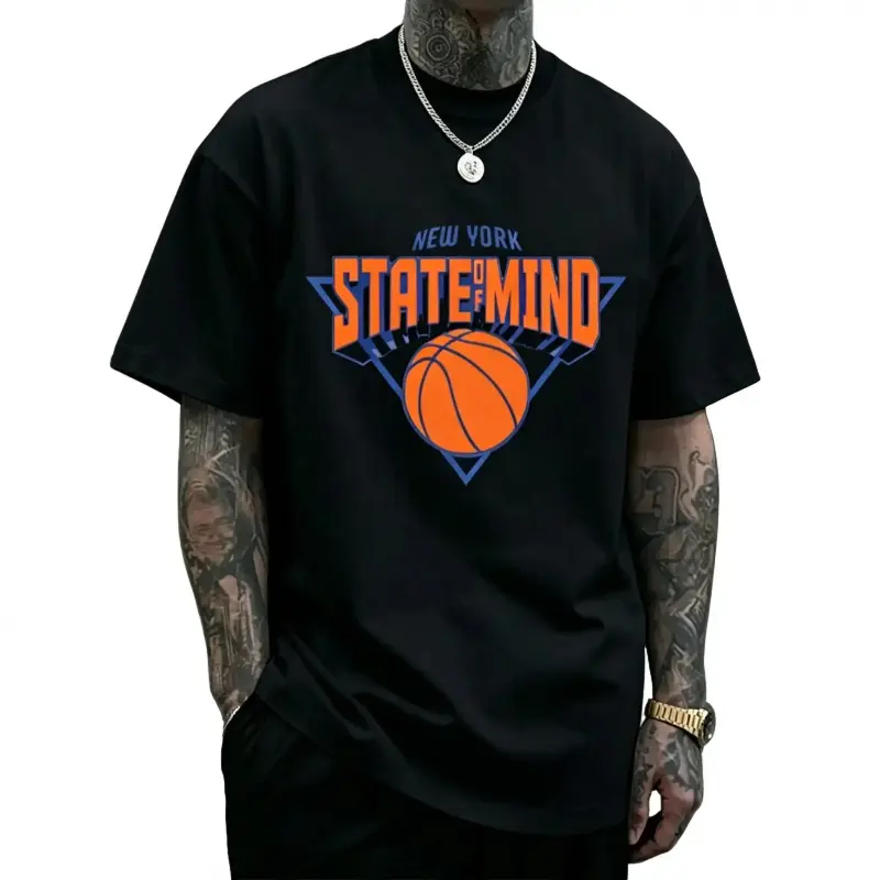 [Basketball Tee][Viral Shirt]New York State of Mind Basketball Graphic T-Shirt Unisex  Casual Short Sleeve Crewneck Streetwear Tee For Basketball Fans & Streetwear Lovers & Trend Seekers Camiseta Verano