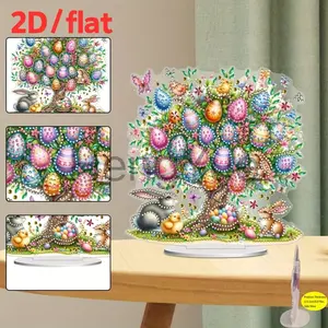 DIY Dreamy Easter Egg Tree Diamond Art Kit, Acrylic Craft Set for Desk Decoration, Unique Rhinestone Shapes, Holiday Surprise Gift
