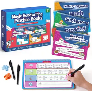 Magic Handwriting Practice Books for Kids Ages 3-7 Grooved Handwriting Workbooks,Writing Practice Book,Large Portable Copybooks Box Pack Notebook For Kids, First Grade,Kindergarten Workbooks Stationery Set School