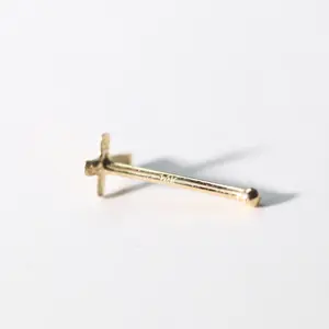 14kt Gold Mini Cross Nose Piercing bar New