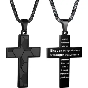 Soccer Cross Necklace for Men Inspirational Bible Verse Cross Pendant Stainless Steel Chain 22+2 inch Soccer Sports Jewelry Football Gift for Men