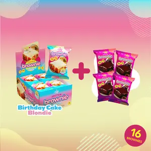 Birthday Cake Blondie Prime Bites Protein Brownies - 12 Pack + 4 Free Chocolate Glazed Donuts | High Protein Food Birthday Cake Blondie Prime Bites Protein Brownies - 12 Pack + 4 Free Chocolate Glazed Donuts | High Protein Food