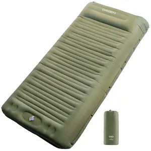 Origem Extra-Thick & Extra-Wide Inflatable Camping Sleeping Pad, Ultralight Camping Mat with Pillow, Built-in Foot Pump Inflatable Sleeping Pads Compact for Camping Backpacking Hiking Traveling Tent,Single,Green