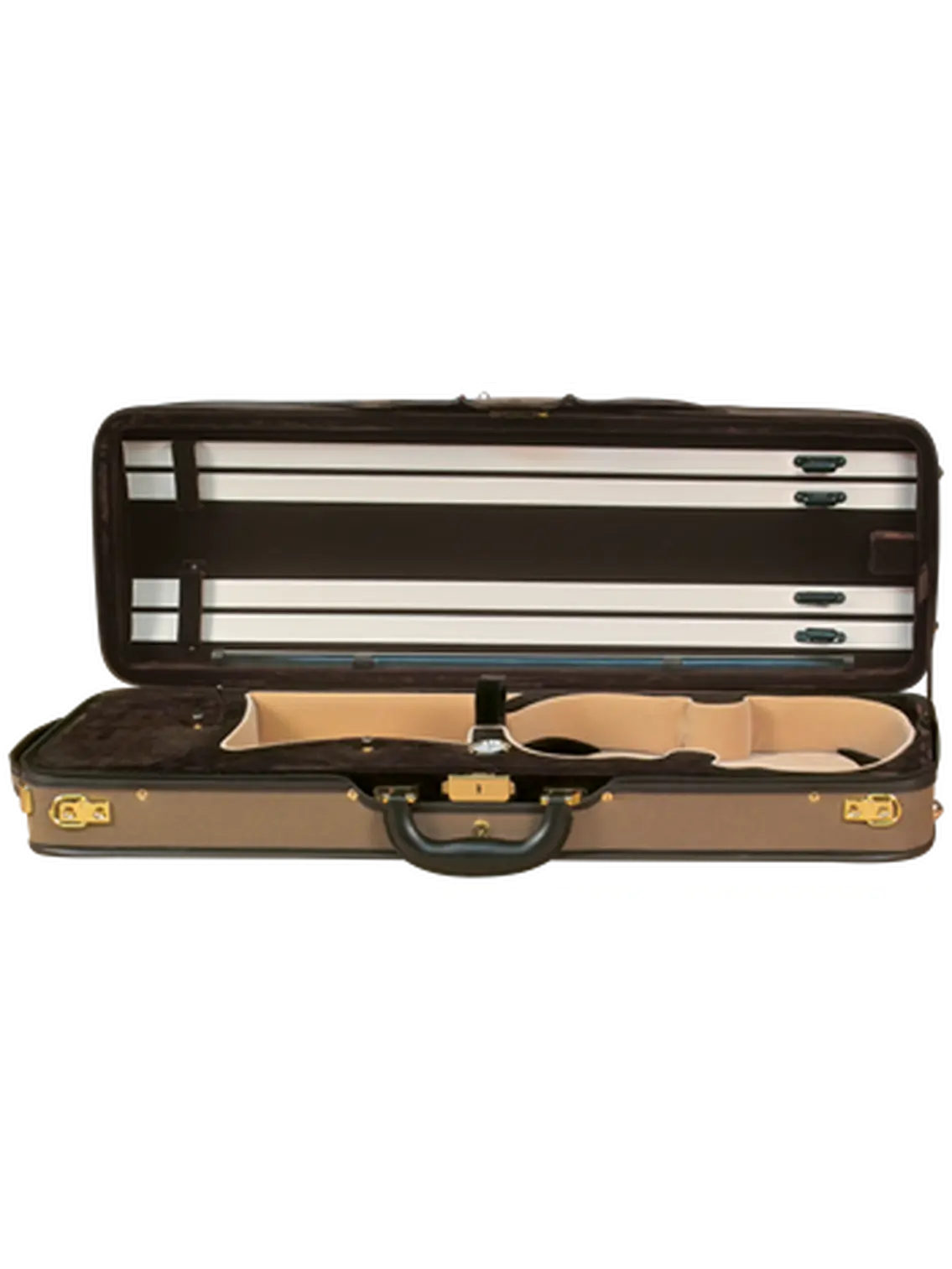 Saga BK-4010 Oblong Deluxe Violin Case - Nylon Construction, Leatherette Handle, Lightweight, Injection Molded Foam, Built-in Hygrometer, Color-Matched Interior Blanket, Full Suspension Design, Latch Flap, Lockable Latch Flap