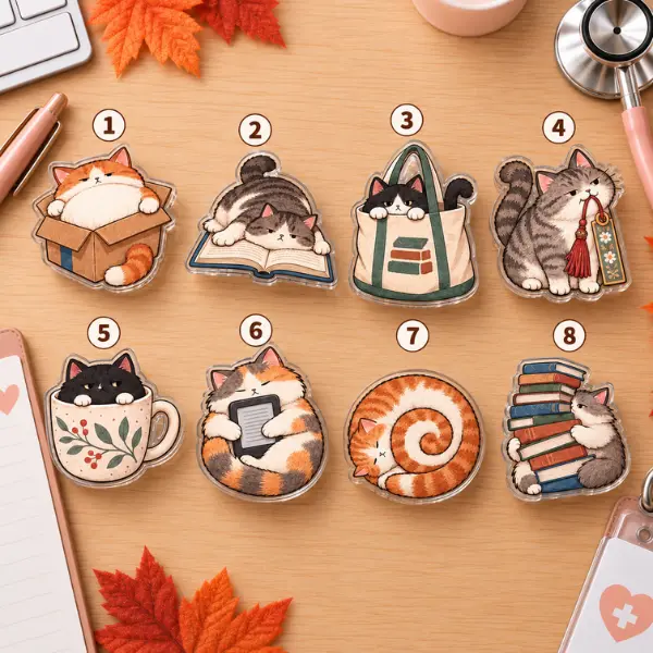 Chubby Cat Daily Life MagSafe Phone Grip Collection, Cute Chibi Kitty & BookTok Pet PopSocket Set, Cozy Animal Lover Accessory