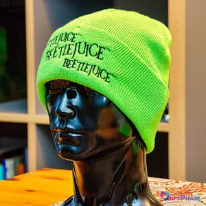 Beetlejuice Neon Green  Logo Beanie