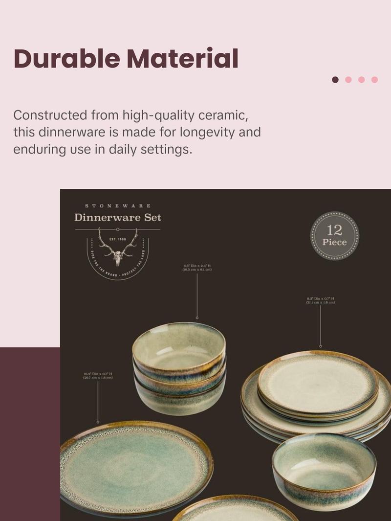 {AUTHENTIC} Yellowstone 12-Piece Ceramic Dinnerware Sets - variations yellowstone  dinnerware plate  bowl