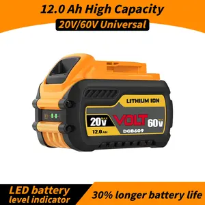 12.0Ah 20V/60V Dual-Voltage Lithium-Ion Replacement Battery, for Cordless Power Tools, Compatible with DCB606 DCB609 DCB612 high-capacity outdoorfun summervibes