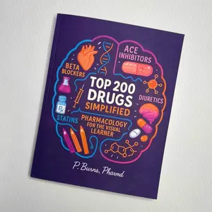 Top 200 Drugs Simplified Pharmacology Coloring Book and Study Guide by P Burns PharmD for Visual Learners