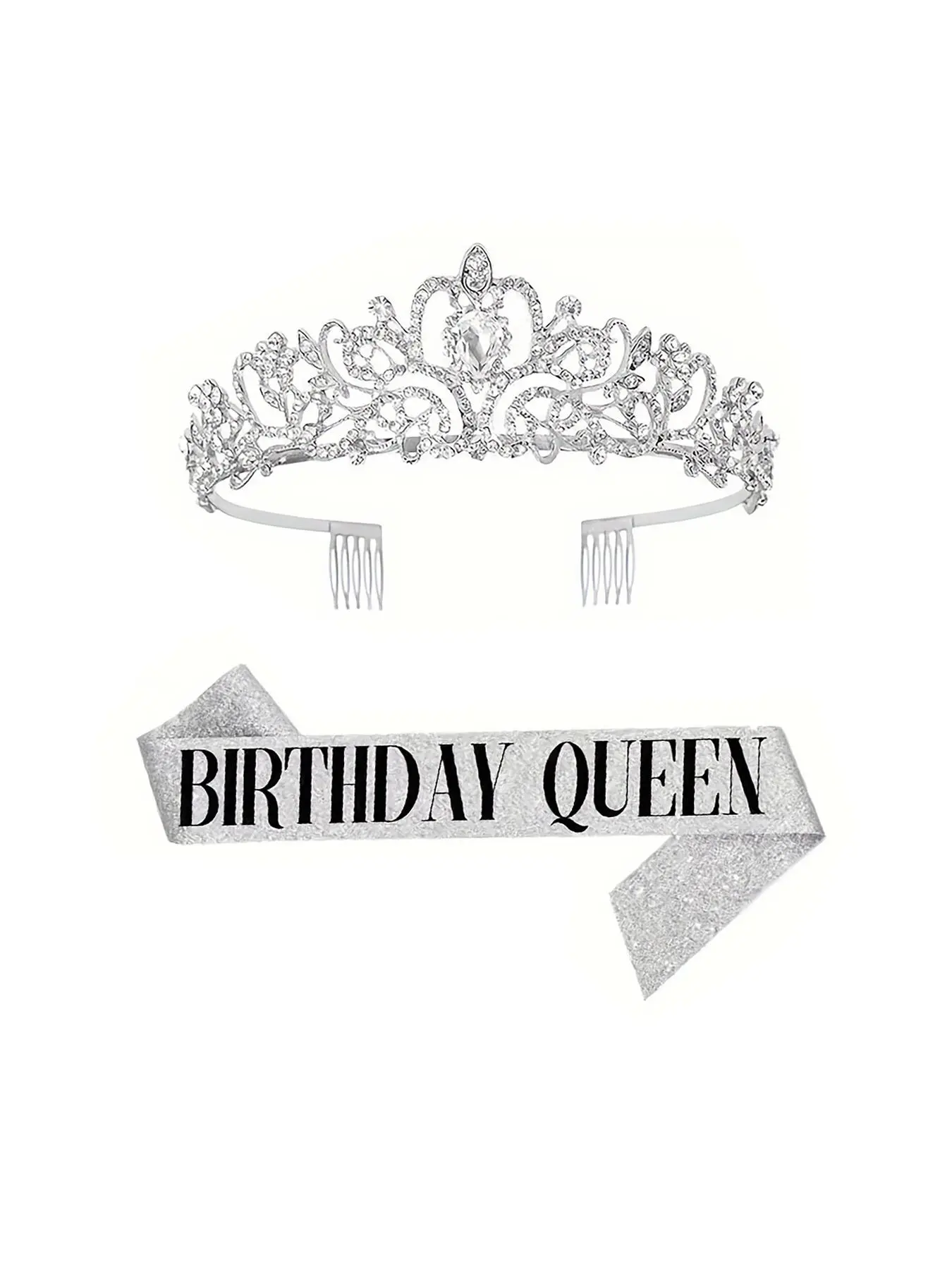 Rhinestone Crown & Belt Set, Birthday Queen Crown, Tiaras, Birthday Crowns, Elegant Crown Design, Fashion Hair Accessories for Women & Girls, Elegant All-match Fashion Accessories for Daily Wear
