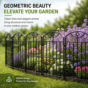Garden Fence 17in (H) x10.5ft (L), 10 Pack Rustproof Metal No Dig Animal Barrier, Decorative Garden Border Fence Panels, for Dogs, Flower Bed, Patio Hanging