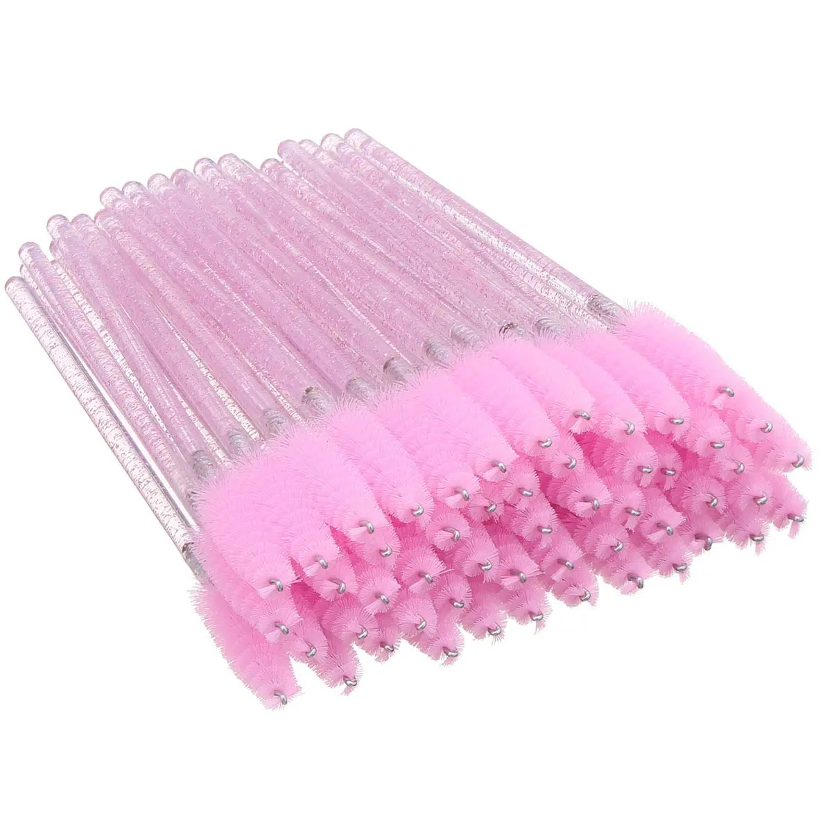 Elisel 100 PCS Disposable Mascara Brushes Crystal Eyelash Brushes Mascara Wands Applicator Eyelash Makeup Tools Eyebrow Brush (Pink)
