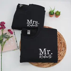 Custom Embroidered Mr Mrs Sweatshirt, Embroidered Honeymoon & Bridal Gift, Bride Groom Sweater, Matching Bride Groom Gifts