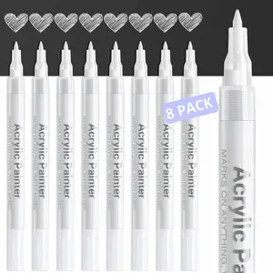White  Pen  Marker: 8 Pack 0.7mm White  Marker for Black Paper, Metal, , Plastic, Ceramic, Metallic, Rock Painting, Drawing, Extra Fine Point, Ideal for Artist & Students
