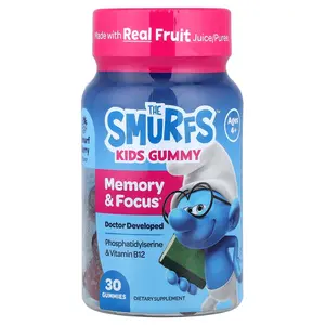 The Smurfs Kids Gummy, Memory & Focus, Ages 4+, Smurf Berry, 30 Gummies