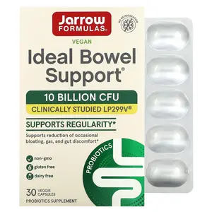 Jarrow Formulas Vegan Ideal Bowel Support, 10 Billion CFU, 30 Veggie Capsules