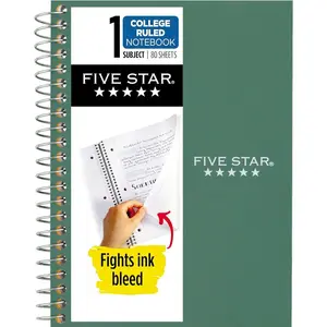 Spiral Notebook, 1 Subject, College Ruled Paper, 4-3/8" x 7", Personal Size, 80 Sheets, Fights Ink Bleed, Water Resistant Cover, Seaglass Green (450048CH1-ECM)