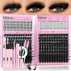 Lash Clusters Kit 200D+300D+Spikes+Bottom Cluster Lashes Extensions Kit with Lash Bond and Seal |Tweezers |Removers |Eyebrow Brush (200D+300D-10-18MIX Thick Kit)