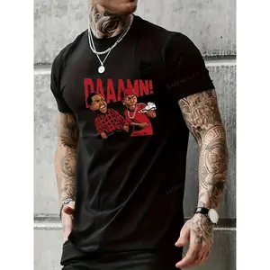 Summer Spring Autumn Leisure Short Sleeve T-shirt, as a Gift, Women's Fun T-shirt, Men's Cotton T-shirt, Damn Print T-shirt, 220g