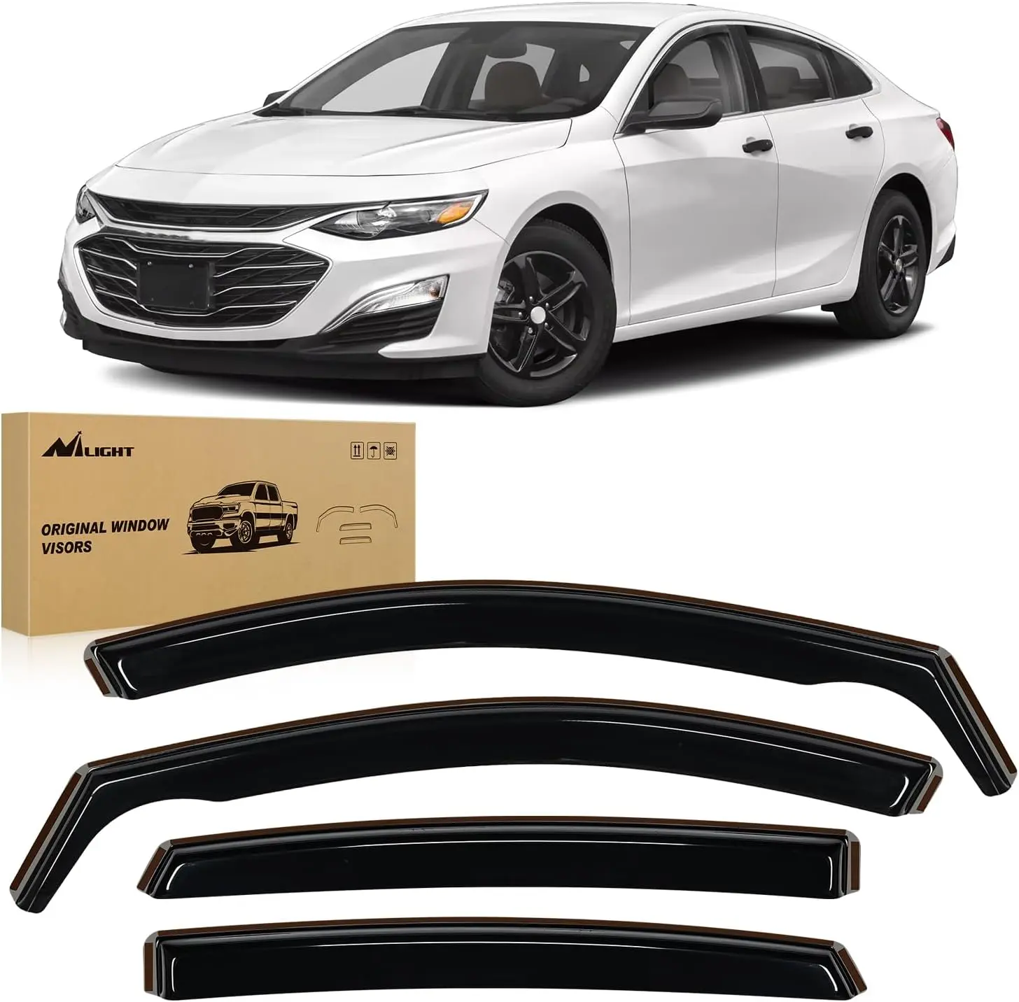 Nilight in-Channel Window Visors for Chevrolet (Chevy) Malibu 2016 2017 2018 2019 2020 2021 2022 2023 2024, Window Rain Guards, Original Window Deflectors-4PCS Auto Accessories Car  dealsforyoudays, Automotive