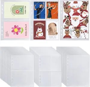 60 Sheets A5 Binder Pockets, 3 Size One-Sided Card Binder Sleeves for 6 Ring Binde(4 Pocket 2 Pocket 1 Pocket)