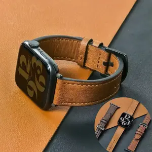 Calf Leather Watch Band for apple watch strap 49mm 46mm 45 42 40mm 41mm Woman Man bracelet for iWatch series 10 9 8 7 6 Se Band