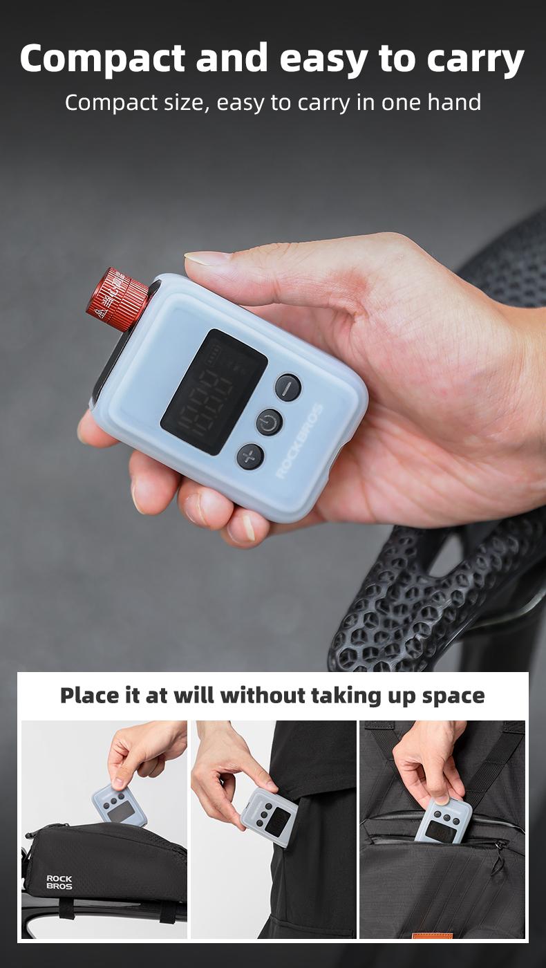 ROCKBROS Mini Bike Pump Electric 150PSI Auto-Shutoff Air Pump with Presta and Schrader Valve