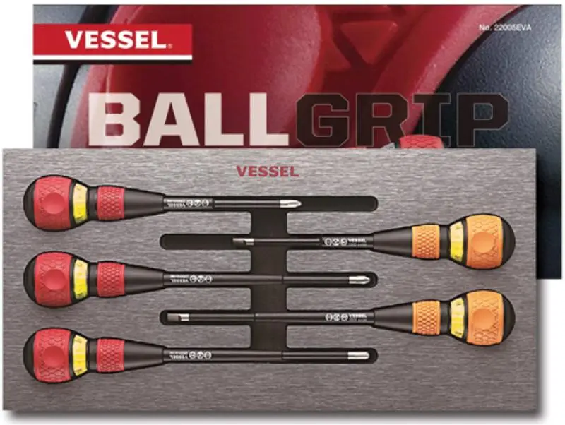 Vessel Tools USA VES22005EVA Ratchet Screwdriver, Easy-to-Use Hand Tool with Ball Grips & High-Quality Material