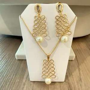 18k gold plated elegant necklace and earrings set