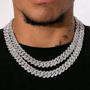 CG&KYGG 15mm Iced Out Diamond Cuban Link Chain Heavy 18K White Gold Plated Necklace for Men Women 6A+ Zircon Hip Hop Jewelry Birthday Gift with Delicate Package
