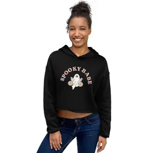 Spooky Babe Bella Canvas Crop Hoodie, Spooky Crop Top, Halloween Crop Top