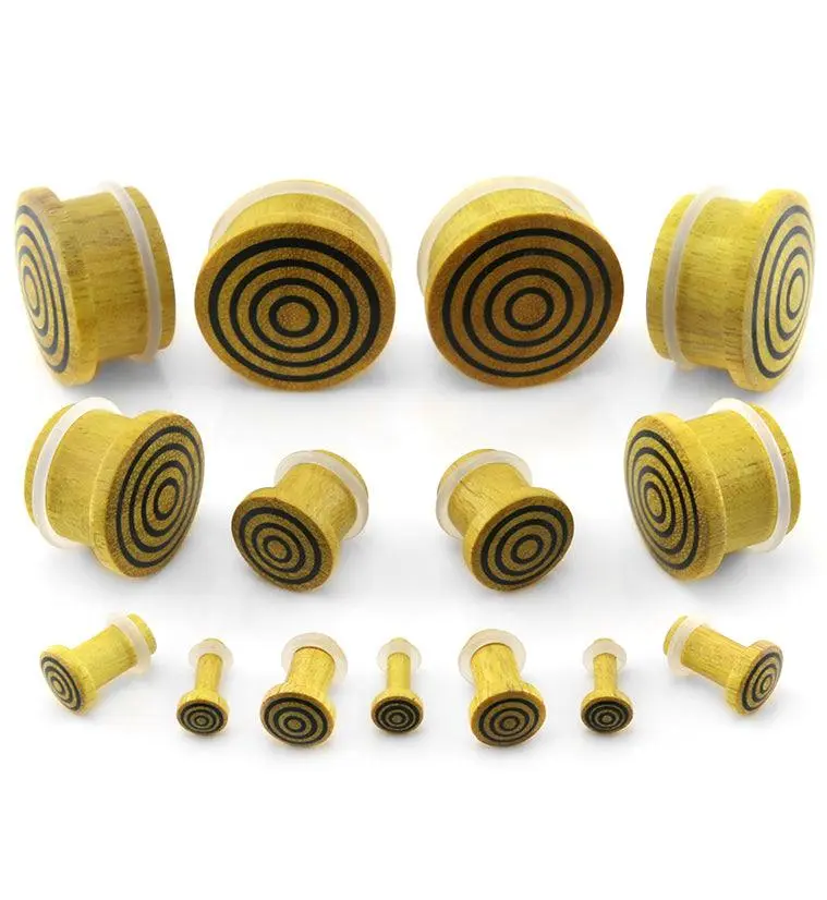 Single Flare Jackfruit Wood Plugs with Triple Target Inlay