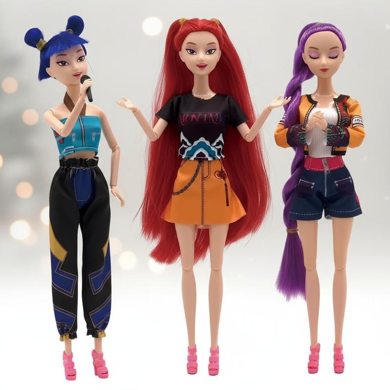 Gift For Valentines K-pop Demon Hunters Anime action figure doll 11.5 inches–12 Joint Movable Anime-Rumi, Mira and Zoey, Anime-Inspired Collectible Dolls, Mystery Box Merch Gift for Fans & Kids-desk display-Kpop Idol Merch Collectibles Playable theme song