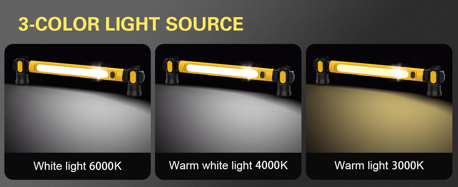 Work Light for Mechanic,3000LM LED Work Lights,5200mAh Rechargeable Magnetic Light bar,Portable Automotive Tools Underhood Light with Hooks for Car Garage Workshop Emergency,Gifts for Him, Yellow