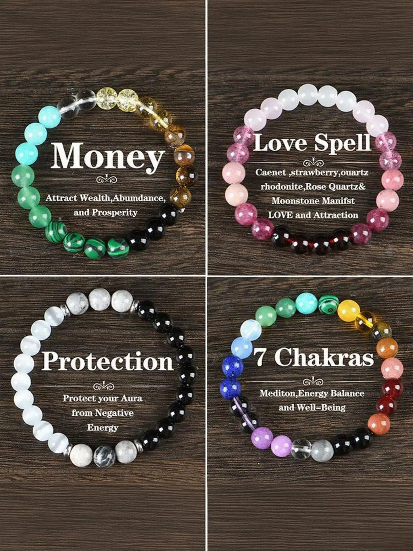 Bohemian Beaded Bracelets Set, High Quality Exquisite Bracelet, Natural Crystal & Malachite Jewelry, Elegant Party Accessories, Couple Gift Idea