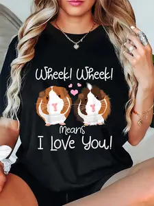 100% Cotton Wheek I Love You Guinea Pig Clothes Cavy Gift Guinea Pig T-Shirt
