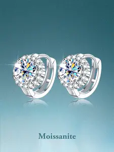 Elegant Moissanite Earrings for Women, S925 Silver Color, Sparkling Party Jewelry, All-Season Fashion, Ideal Gift for Birthdays & Anniversaries, High Quality Earrings