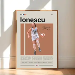 Sabrina Ionescu Poster, Sports Poster, Mid Century Modern, Fans, Basketball Gift, Sports Bedroom Posters