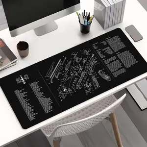 AK-47 Blueprint Desk Mat, XXL Extended Mouse Pad with Anti-Slip Base, Firearm Diagram Desk Pad for Office & Gaming, Gun Enthusiast Themed Pad for Hobbyists, Cool Gift for Gun Lovers