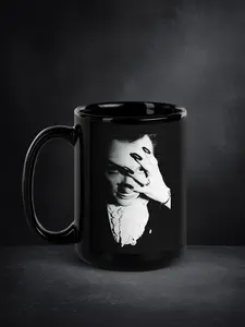 Dave Vanian Gothic Portrait Mug – Prizm Nexus-6 Black Ceramic Coffee Mug