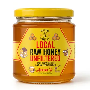 TAS HONEY CO - 1 POUND Raw & Real Natural Honey - Real Honey Doesn't Have An Expiration Date, 16oz Jar Sweet & Flavor honey