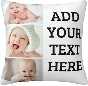 Customized Throw Pillow Covers Personalized Pillow Case with Photo Text Image Name, Square Pillowcase Cushion Covers for Sofa Couch Bed Chair Farmhouse Decorative Multi Sizes, White A