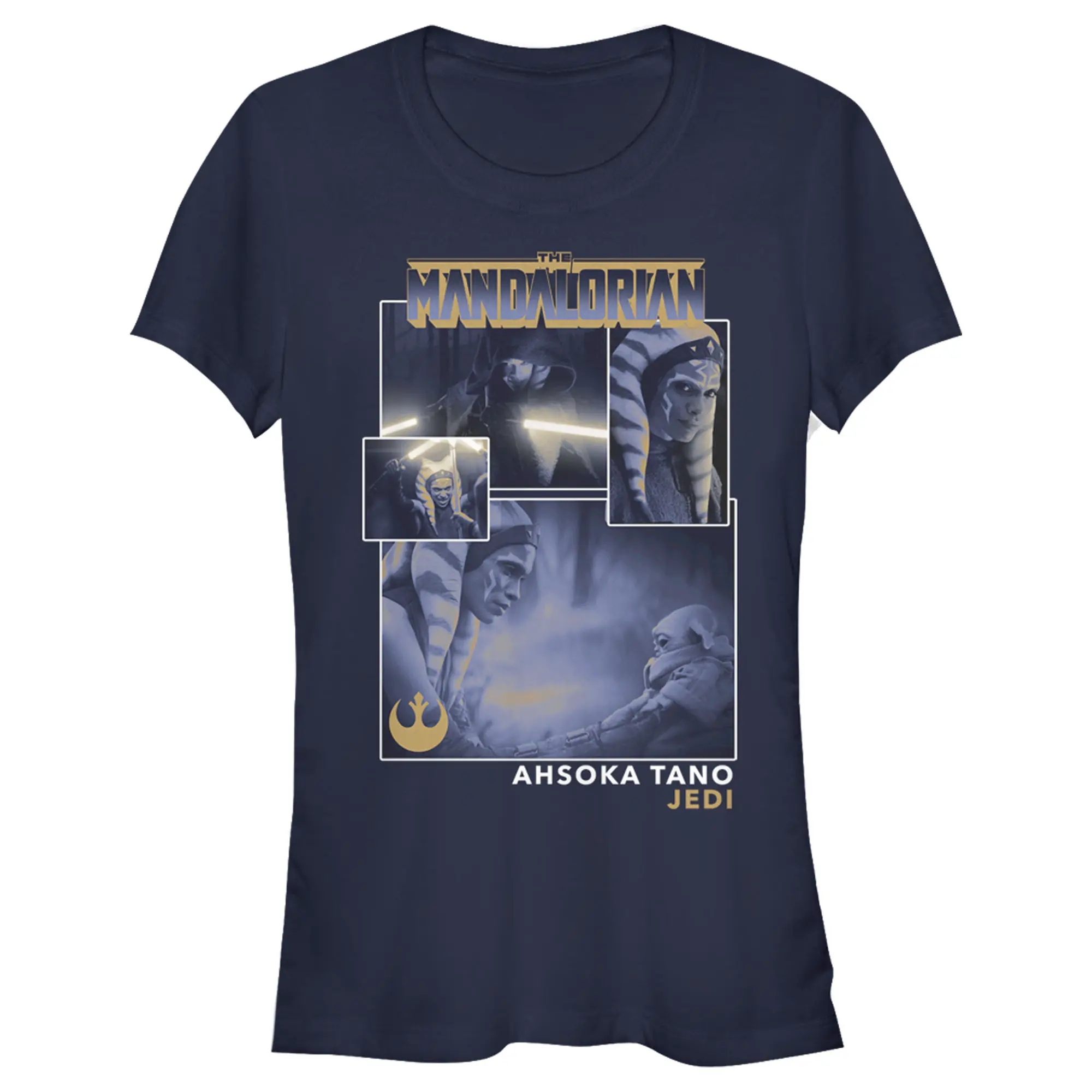 Juniors Womens Star Wars The Mandalorian Ahsoka Tano Jedi Collage T-Shirt