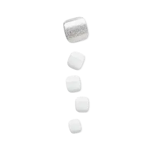 Impress Design No Glue Fake Press On Toenails - White Sky | Solid, Silver, Short, Square, Pedicure
