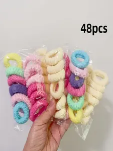 48-Pack Colorful Hair Ties, High Elasticity, Wide and Thick, Durable Hair Bands, Elegant Gingham Pattern, All-Season Accessory, Mother's Day Gift