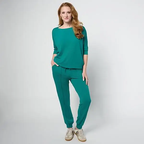 Nina Leonard 2-piece 3/4-Sleeve Tunic and Pant Set